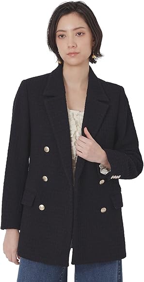 Amazon | [エポカ] ツィード ダブルブレスト ジャケット 40 ネイビー1
